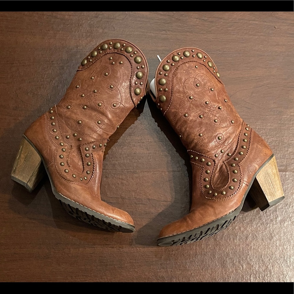 🎉 HP 🎉Stuart Weitzman Leather Cowboy Boots 🔥 - Picture 1 of 9